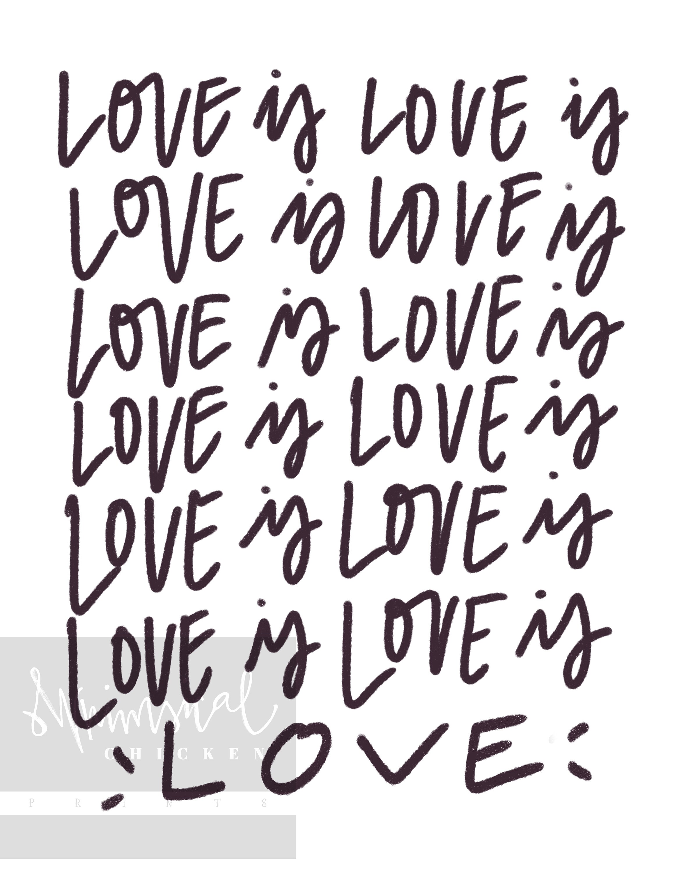 Love is Love is Love is Love.... Hand-lettered Wall Decor | Etsy