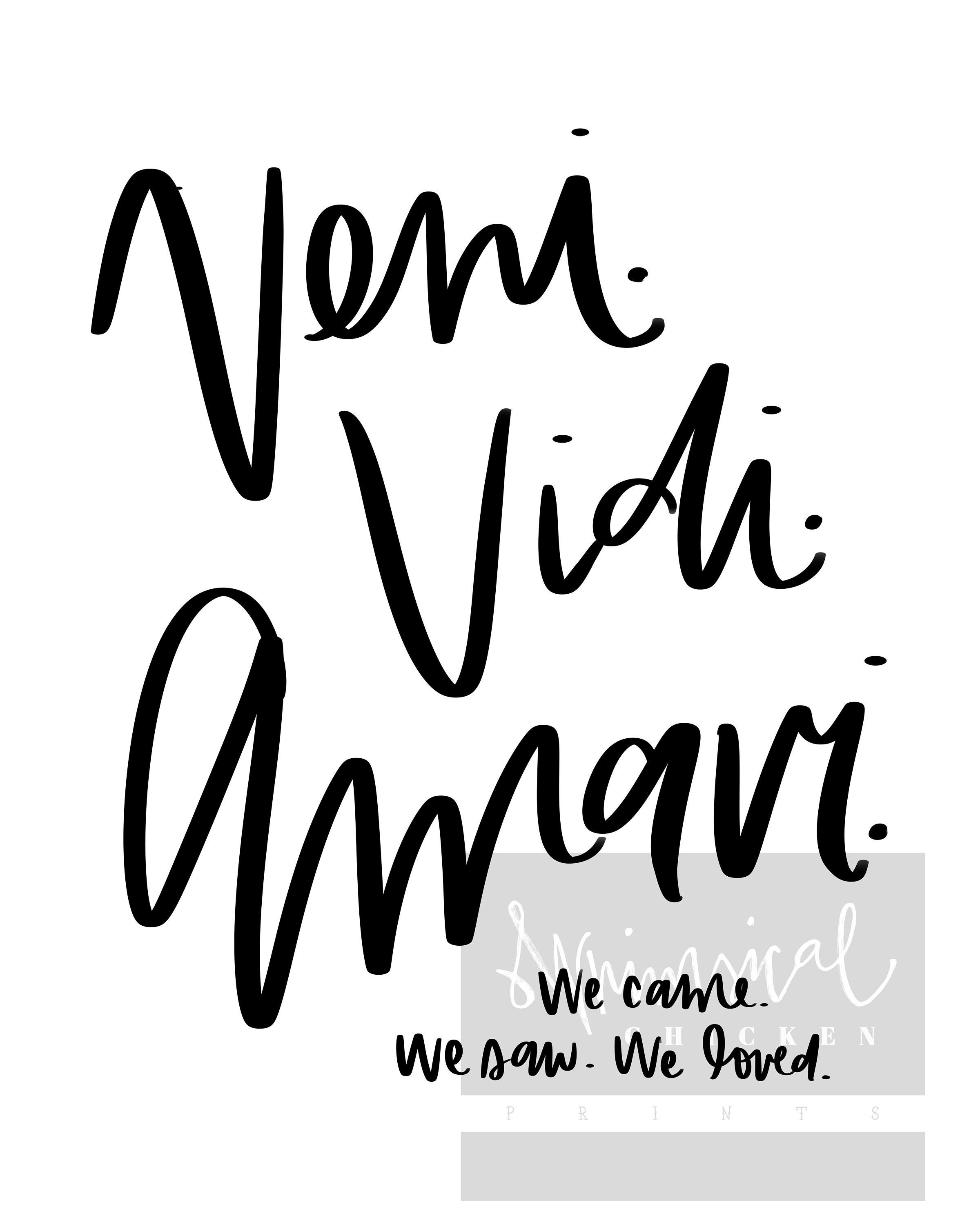 Veni Vidi Amavi I came. I saw. I loved. Version 2 Sticker for Sale by  Feather n' Ink