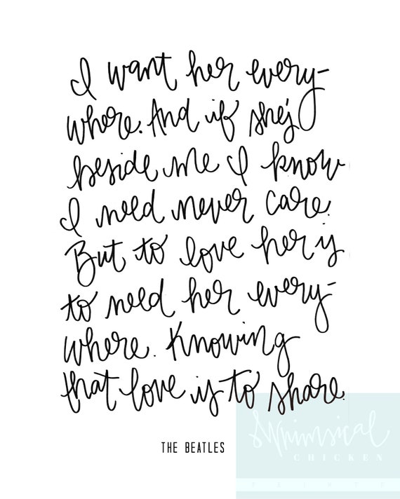  Here, There and Everywhere Song Lyric Quote Print