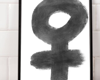 Female Symbol - Girls - Goddess - Wall Art - Black and White - Printable - Home Decor - 5x7 8x10 11x14