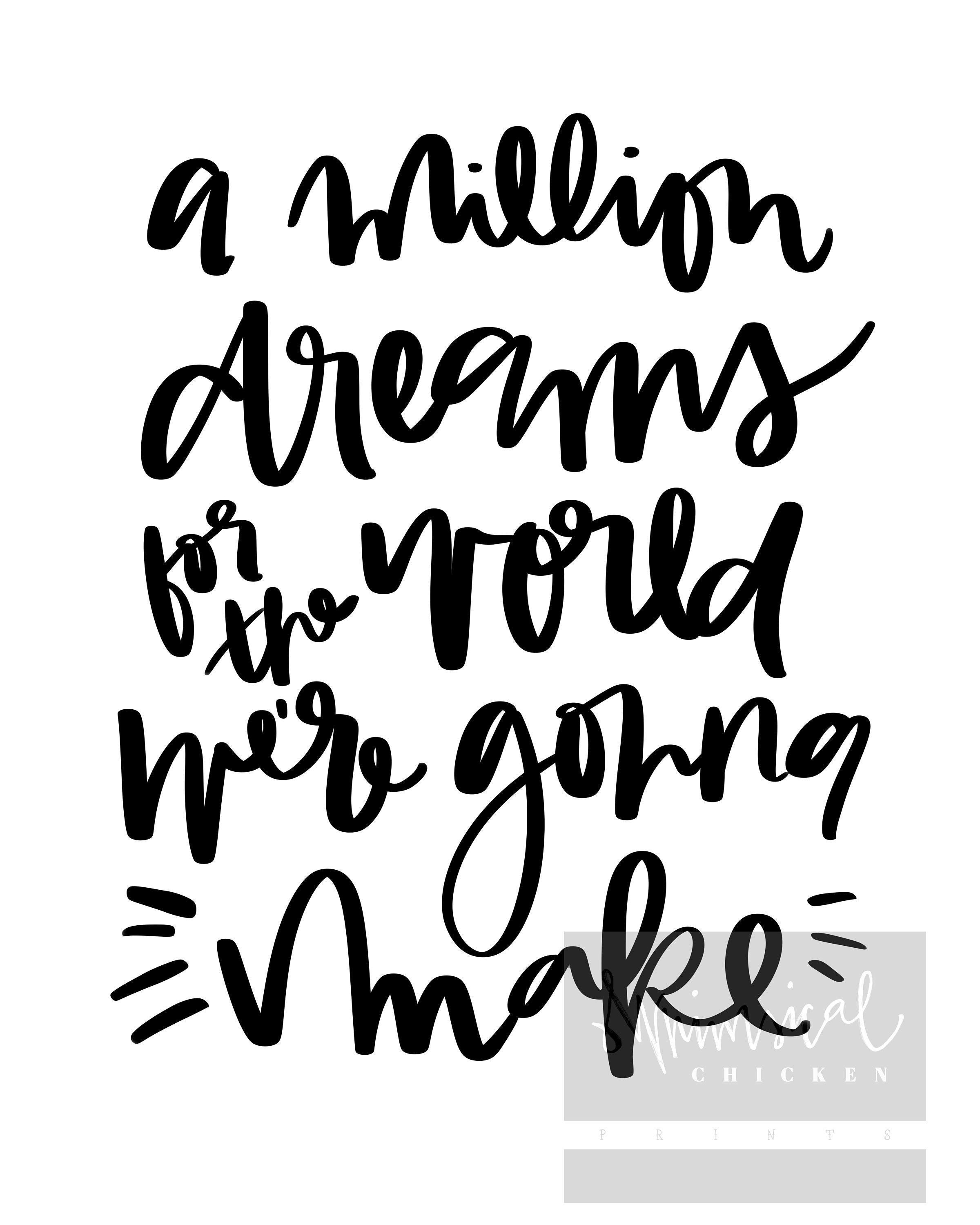 A Million Dreams The Greatest Showman Song Lyric Vintage Script Quote Print