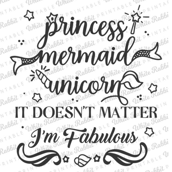 Download Princess Mermaid Unicorn Digital File Svg Eps Dxf Png Etsy