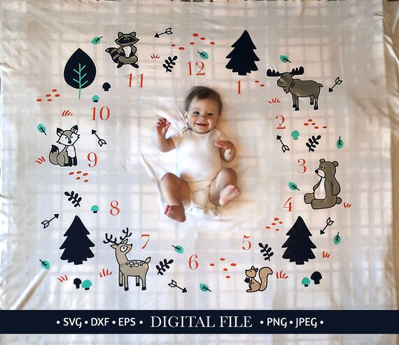 Download Forest Baby Monthly Milestone Blanket Digital File Baby Boy Etsy