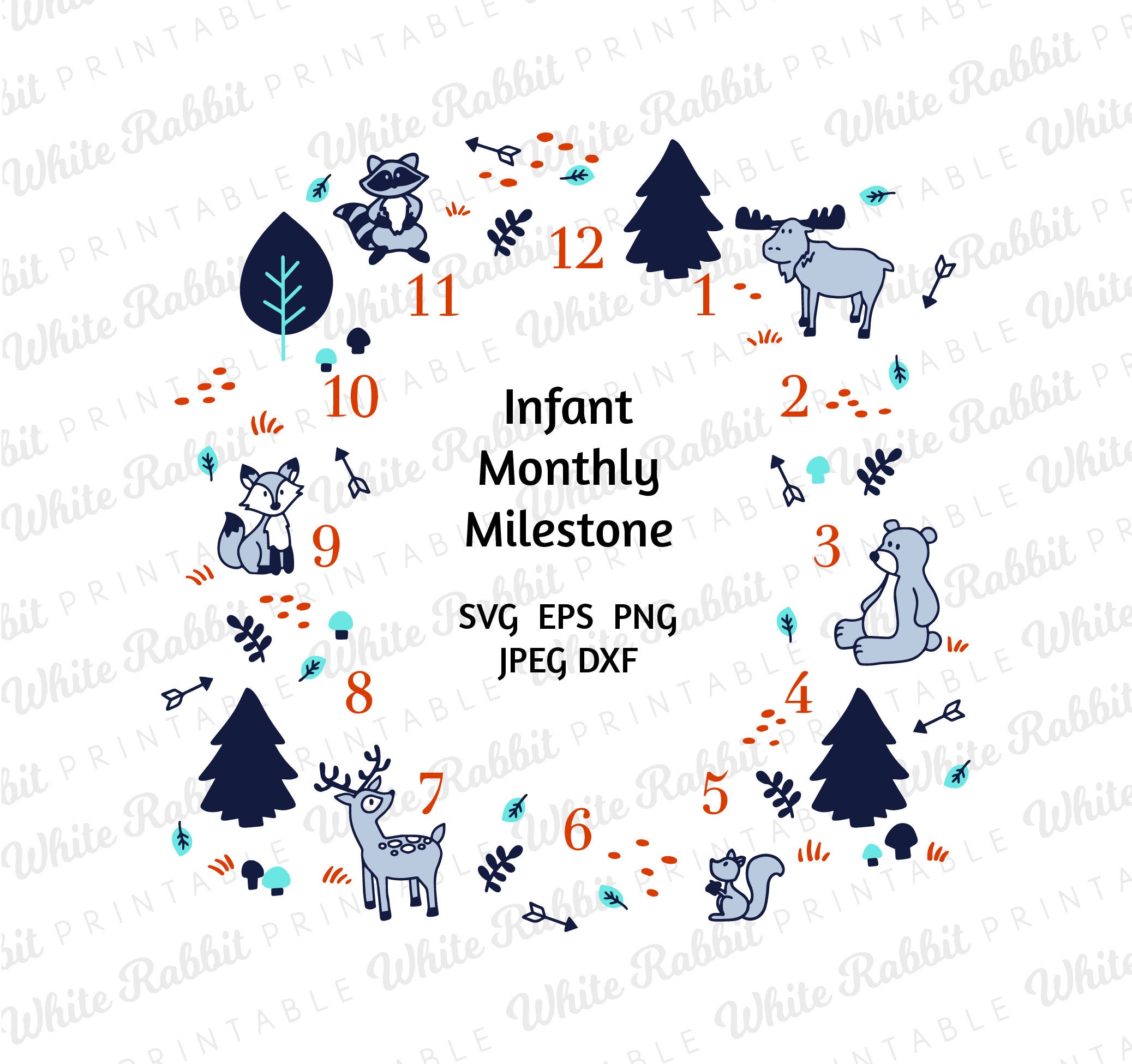 Forest Baby Monthly Milestone Blanket Digital File Baby Boy Etsy