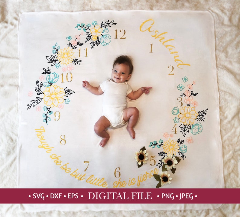 Custom Baby Monthly Milestone Blanket Digital File Cricut Etsy