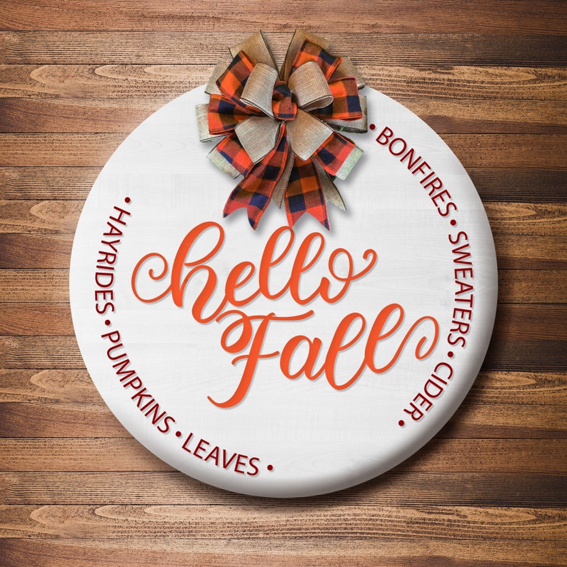 Hello Fall Round Welcome Sign: Digital Download Wood Sign | Etsy