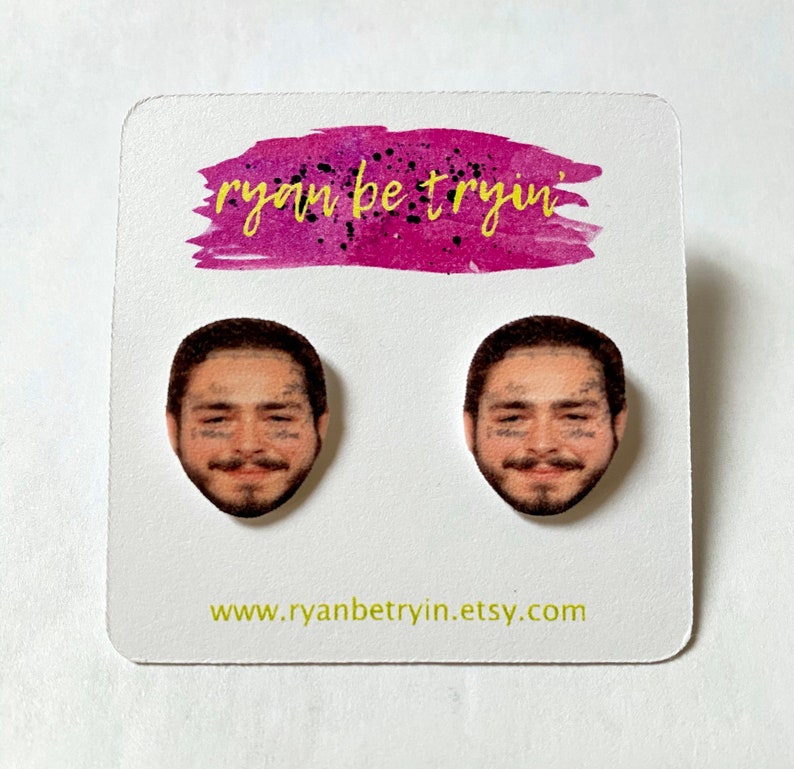 Post Malone Earrings Celebrity Face Earrings Concert Etsy