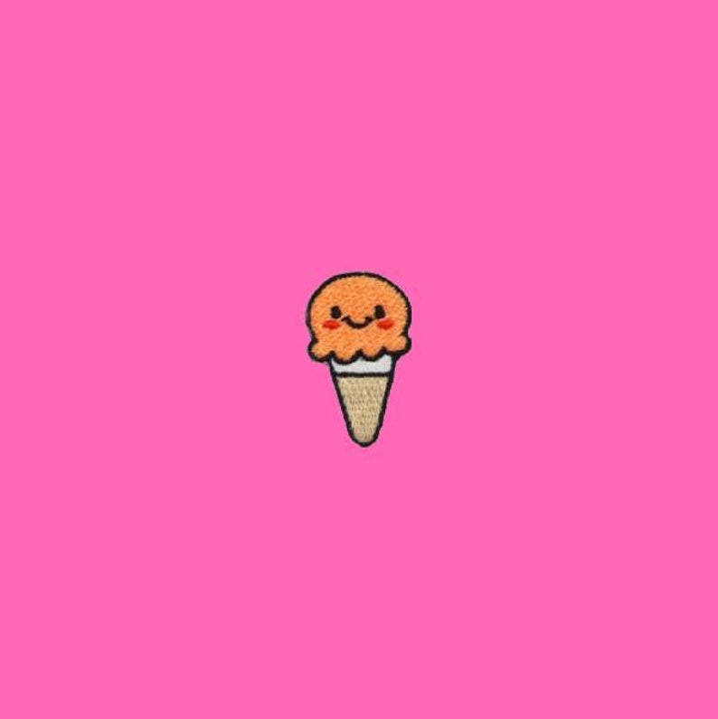Jeans Mini Small Orange Ice Cream Patch Iron On Patches W H x 3.2cm Sweet Patch Cool Badge Size 1.9 cm Patches for Jacket Cap