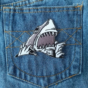 Shark Sea Animal Cartoon Cool Badge Patch Iron On Patches for Jackets Jeans Caps T-Shirt DIY Unique Gift