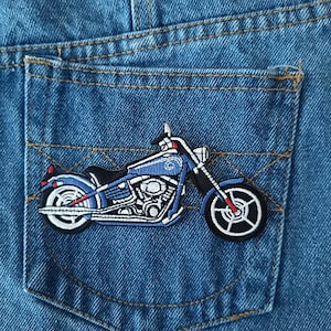 Blue Chopper Motorcycle Patch Cool Badge Patch Iron On Patches for Jackets Jeans Caps T-Shirt DIY Unique Gift