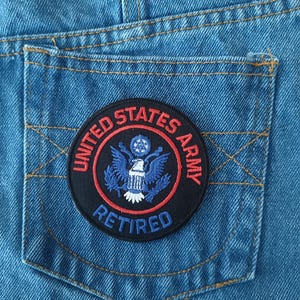 United States Army Retired Cartoon Cool Badge Patch Iron On Patches for Jackets Jeans Caps T-Shirt DIY Unique Gift