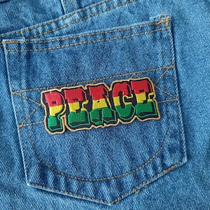 Rasta Reggae Peace Text Patch Cartoon Cool Badge Patch Iron On Patches for Jackets Jeans Caps T-Shirt DIY Unique Gift
