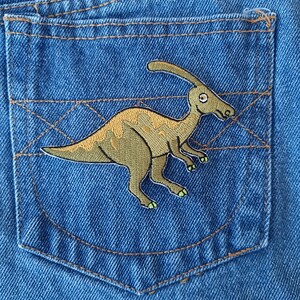 Parasaurolophus Dinosaur Animal Cartoon Cool Badge Patch Iron On Patches for Jackets Jeans Caps T-Shirt DIY Unique Gift