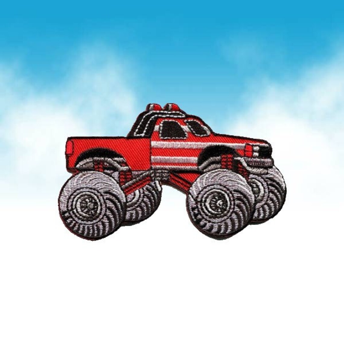 Red Monster truck Patch Vehicle Patch Iron On Patches Etsy