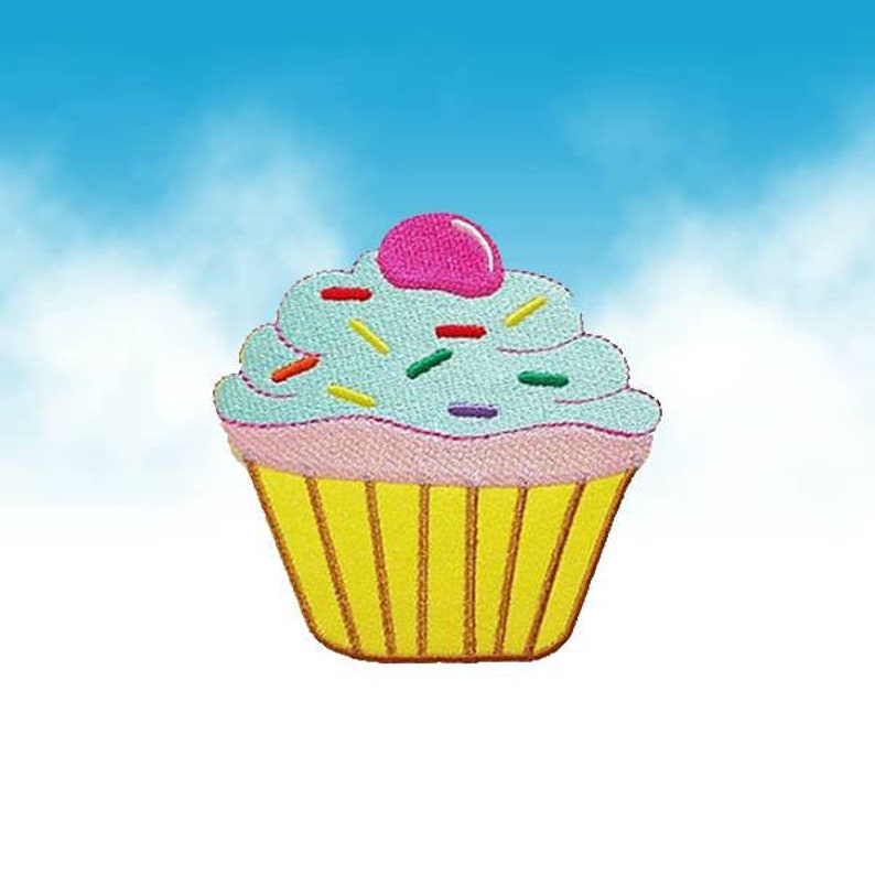 Green Mint Cupcake Cake Dessert Patch Iron On Patches Patches for Jackets Cap x 3.1 Jeans Cool Badge Size 3.1 H W