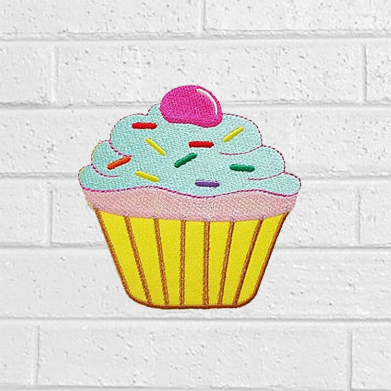 Green Mint Cupcake Cake Dessert Patch Iron On Patches Patches for Jackets Cap x 3.1 Jeans Cool Badge Size 3.1 H W