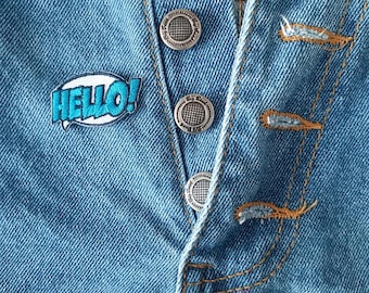 Mini Small Hello Greeting Patch - Sign Patch - Iron On Patches - Patches for Jackets, Jeans , Cap - Cool Badge Size 4 cm (W) x 2.5 cm (H)