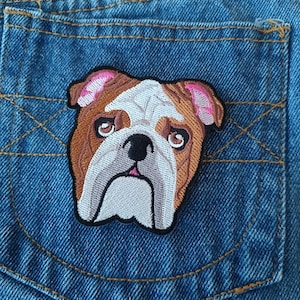 Bulldogge Hund Tier Cartoon cool Badge Patch Aufnäher für Jacken Jeans Mützen T-Shirt DIY Einzigartiges Geschenk