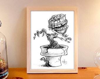 Printed illustration "Terrifying plant" for interior decoration