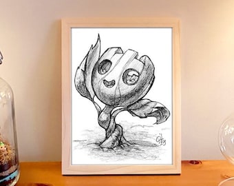 Illustration imprimée "Plante mignonne" pour décoration intérieur