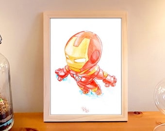 Illustration imprimée "Super hero rouge et jaune" pour décoration intérieur