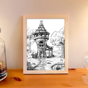 Illustration imprimée "Tour dans la forêt" pour décoration intérieur