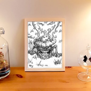 Illustrazione stampata "Fungo malvagio" per la decorazione d'interni