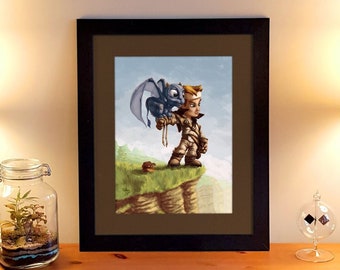 Illustration imprimée "Dresseur de dragon" pour décoration intérieur