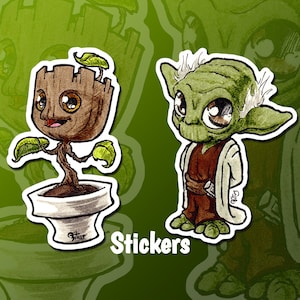 Autocollants mini Groot et mini Yoda mignons pour téléphone tablette ordinateur meuble