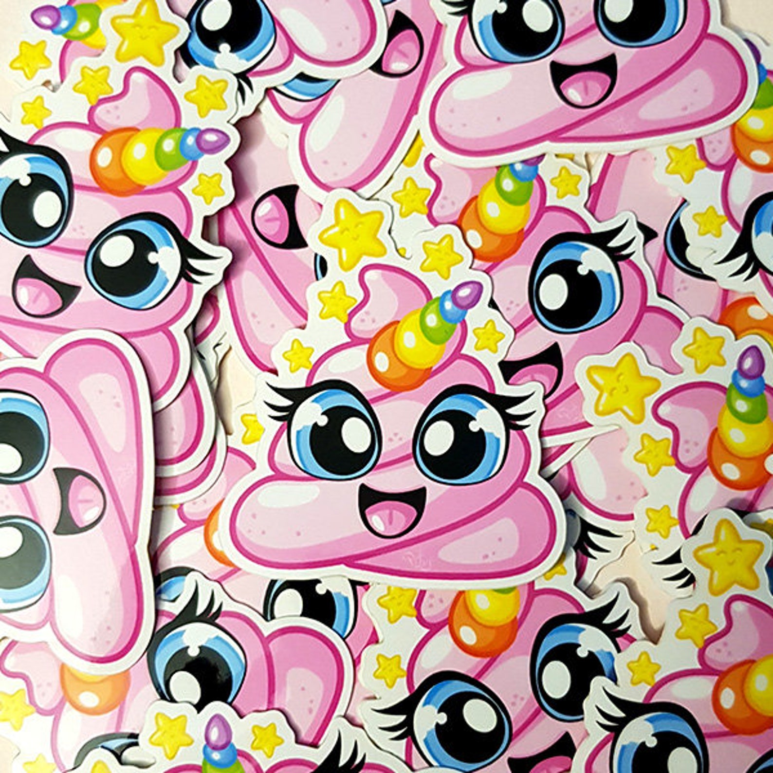 Sticker unicorn emoji cute pink crotte kawaii emoji for phone Etsy