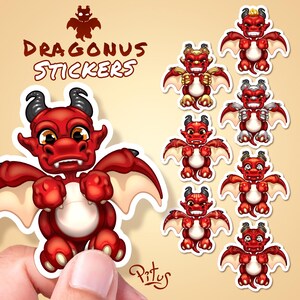Autocollant dragon rouge mignon pour téléphone tablette voiture moto ordinateur meuble