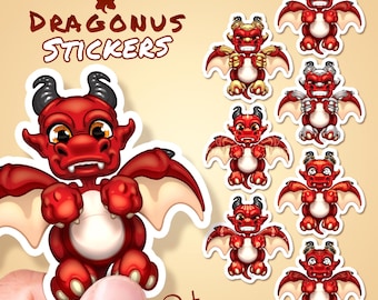 Autocollant dragon rouge mignon pour téléphone tablette voiture moto ordinateur meuble