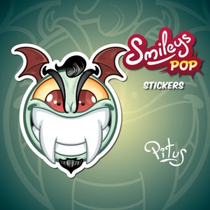 Autocollant vampire smiley cartoon pour téléphone tablette voiture moto ordinateur meuble