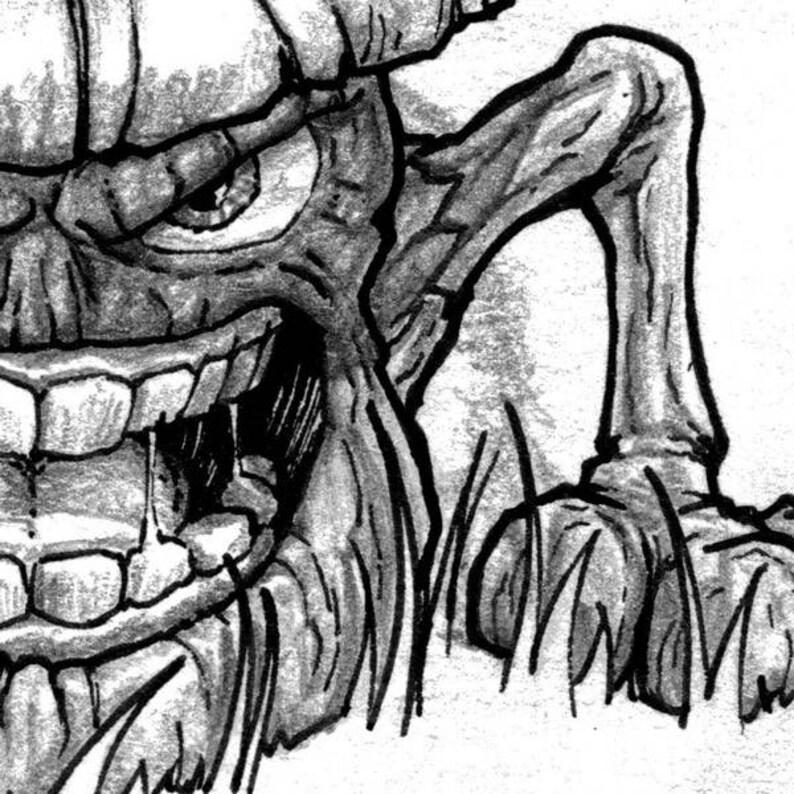 Evil Mushroom original pencil and inked drawing image 4