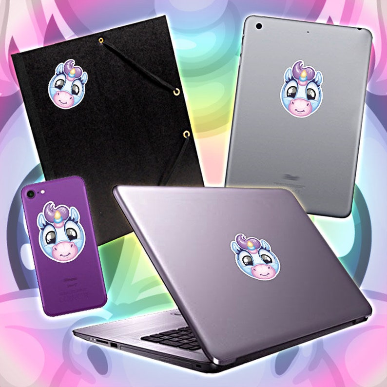 Sticker unicorn smiley emoji for phone tablet car motorcycle computer furniture image 3