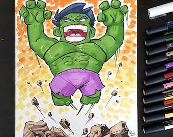 Originalzeichnung von Hulk Original Cartoon zum Dekorieren