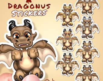 Autocollant dragon marron mignon pour téléphone tablette voiture moto ordinateur meuble