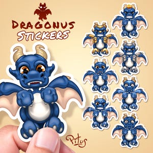 Autocollant dragon bleu mignon pour téléphone tablette voiture moto ordinateur meuble