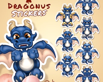 Autocollant dragon bleu mignon pour téléphone tablette voiture moto ordinateur meuble