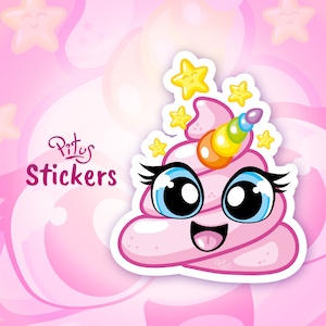 Autocollant licorne emoji crotte rose mignonne kawaii emoji pour téléphone tablette ordinateur meuble
