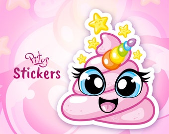 Sticker unicorn emoji poop pink cute kawaii emoji for phone tablet computer furniture