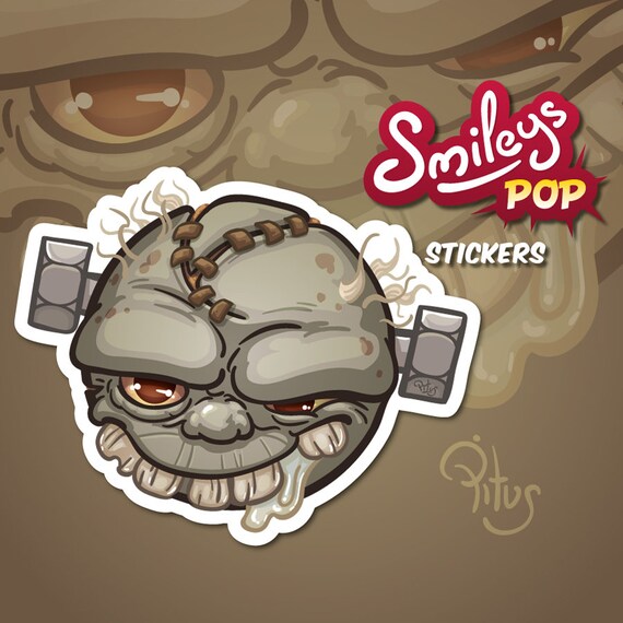 Zombie sticker smiley drooling to decorate phone tablet car Etsy