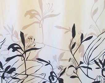 tissu pour literie 280 cm 110 pouces fond crème avec motifs feuilles noir et gris