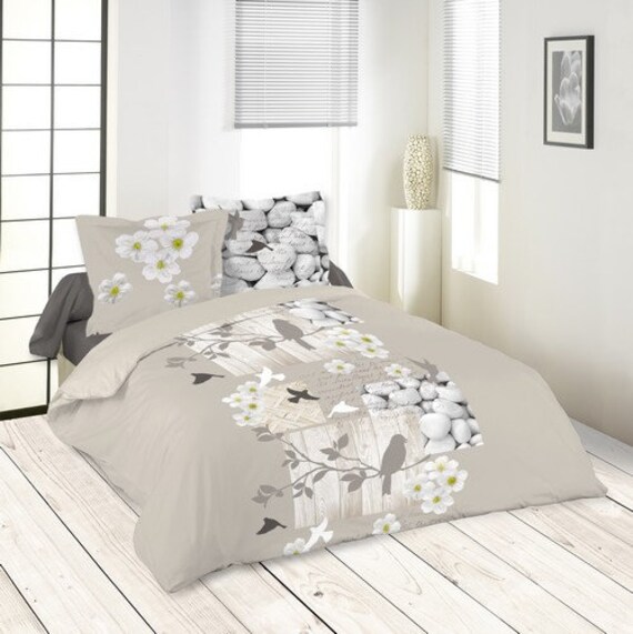 Cotton Duvet Cover 240 X 220 Cm Down Cover in Cotton Pattern Bird Flower  Pebble Nature Zen Yoga 