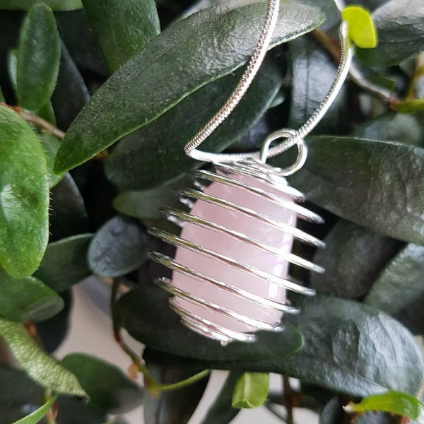 Rose Quartz Gemstone Cage Necklace