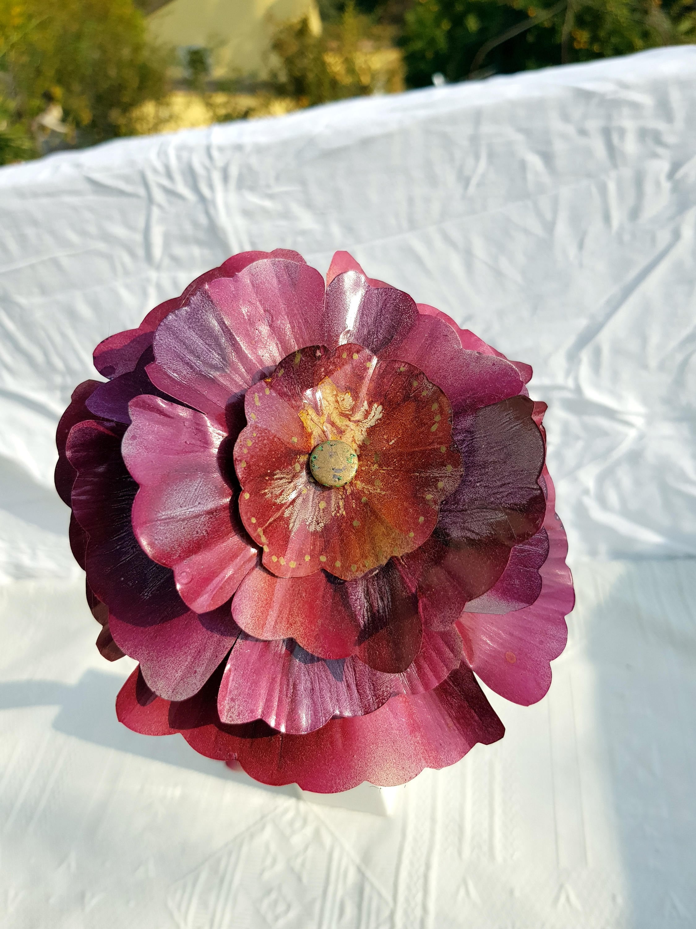 Flower Decorative Metal garden inside large model 3 flowers Etsy