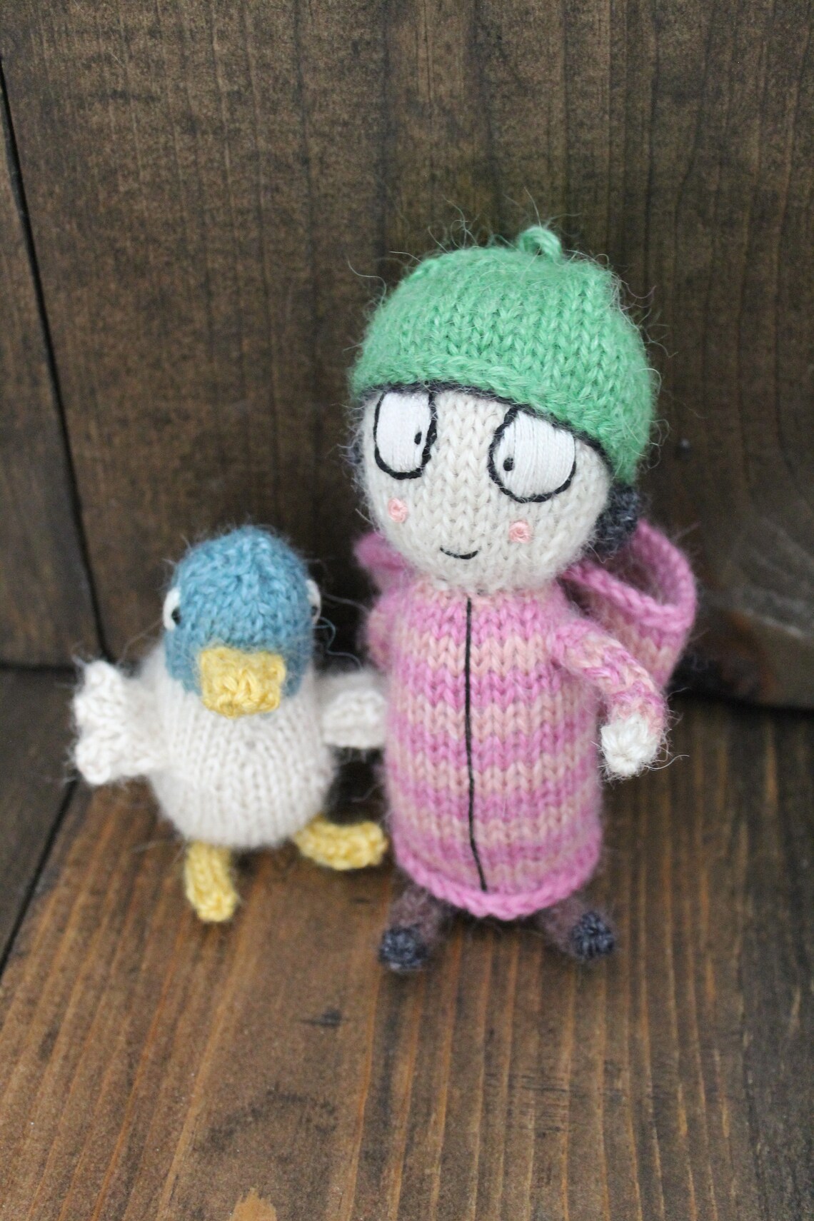 Sarah and duck stuffed toy pattern knitted toys diy | Etsy