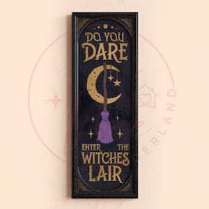 Witch Lair sign, Miniature dollhouse decor 1/12 scale, wall art, diorama, shadowbox, roombox witch spells potions charms relics, window sign