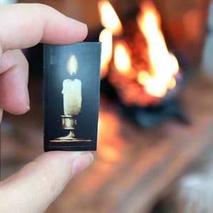 gothic interior candle home decor, Miniature dollhouse decor 1/12 scale, wall art, diorama, shadowbox, roombox spooky room sign