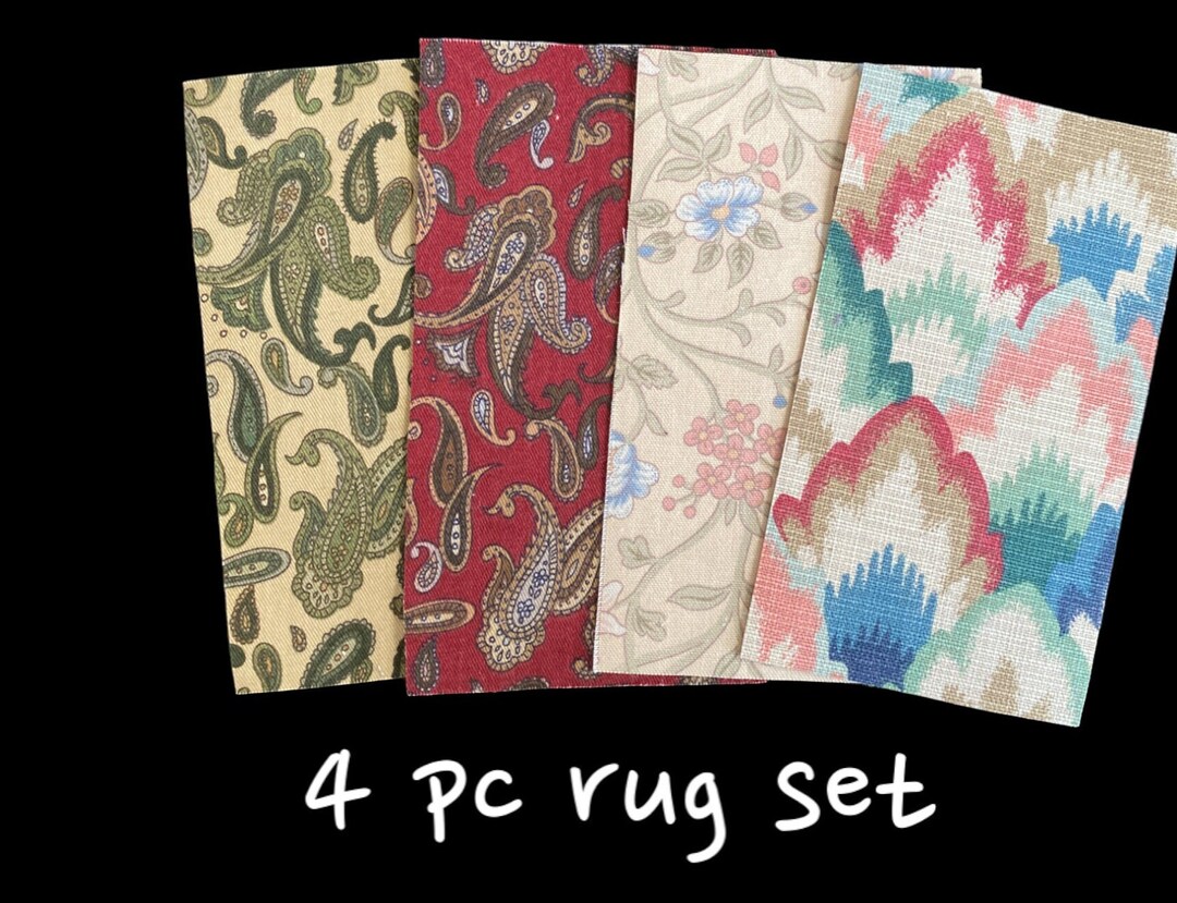 Set of 4 SALE Cottagecore Carpet. Miniature Dollhouse Rug in 112, Half